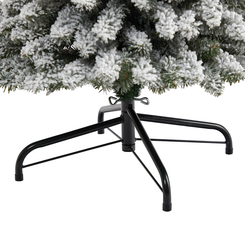 Artificial Pencil White Nearly Clear Lights Natural Prelit Christmas Flocked 7' 400 Tree