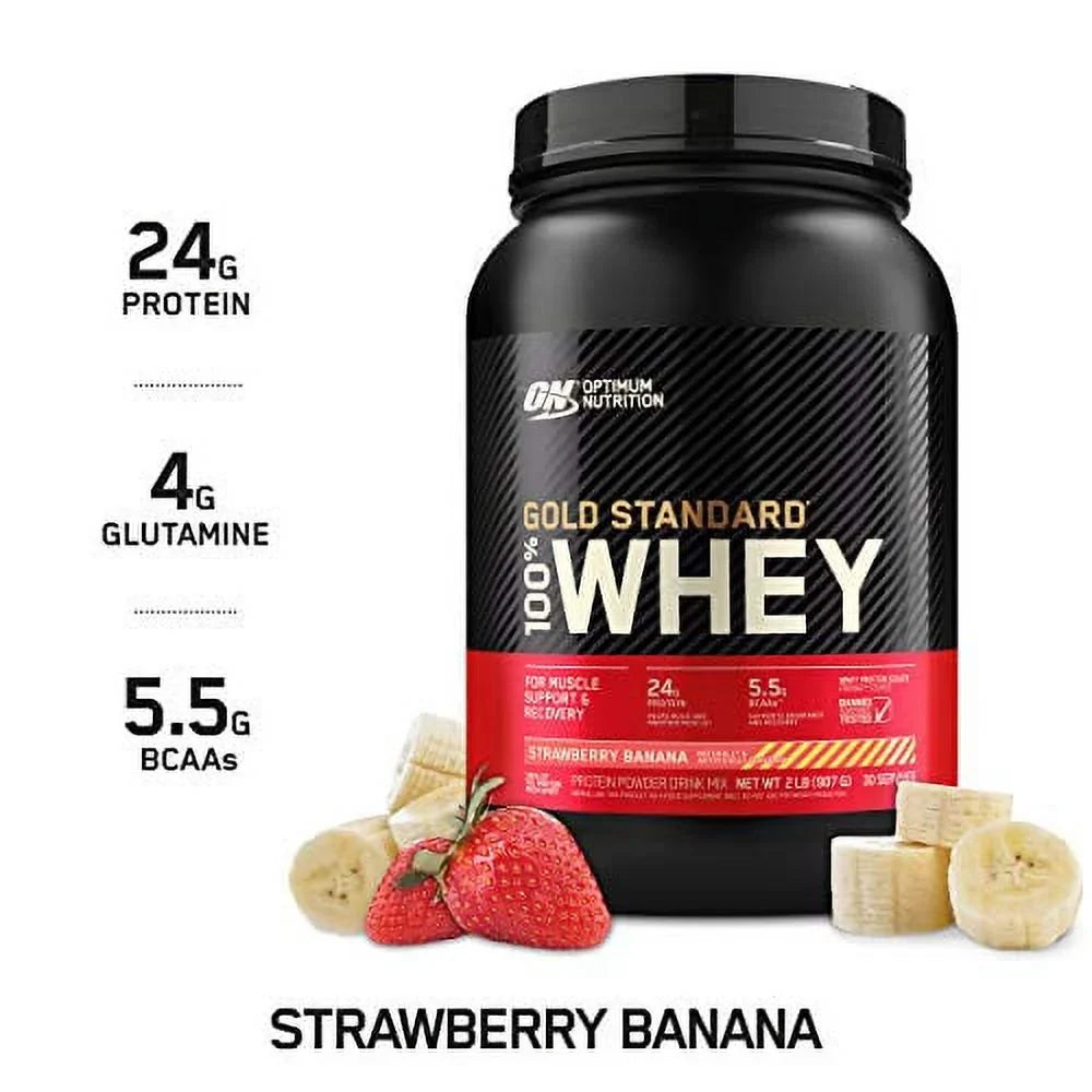 2 Optimum Gold (Packaging Vary) Banana, Powder, Whey Pound Nutrition Strawberry Protein 100% Standard May