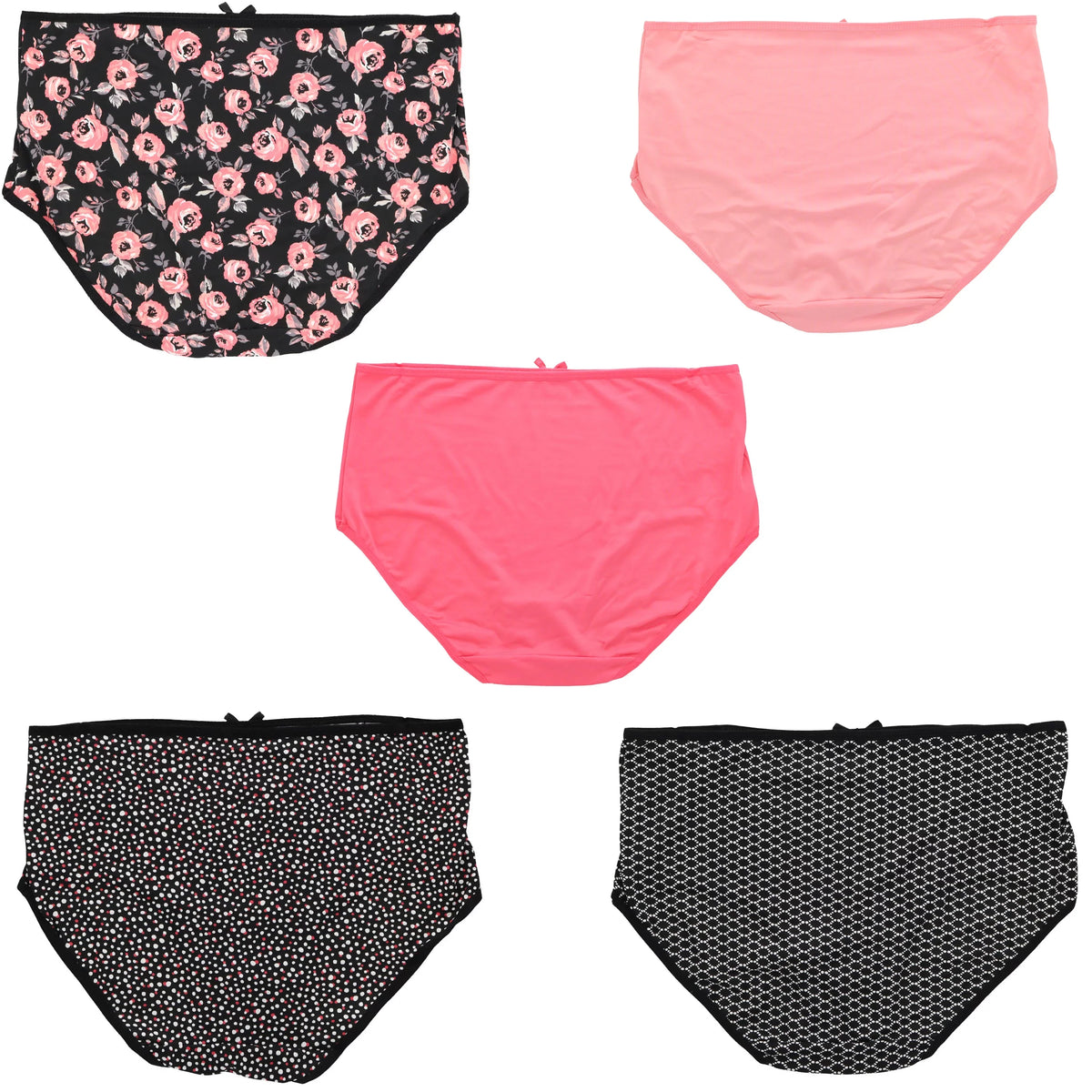 High Delta Florals) Sexy Women's Intimates Plus Rise Brief Pink Black Size Panties Classic Burke (5Pr) Hot (X-Large,