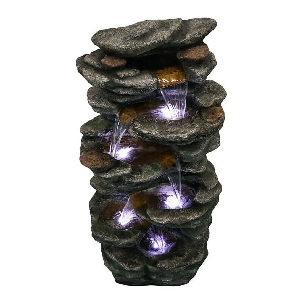 Tranquility with High LED Home Cascading Outdoor Decor Soothing Yard Lights, Fithood Rocks Garden, 40inches for Waterfall