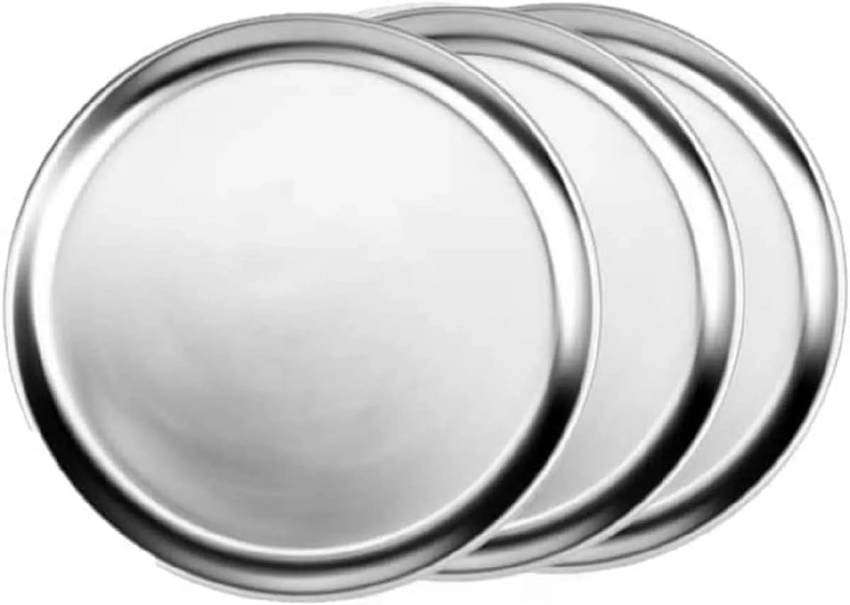 Pizzeria Pizza Pan Round Home TrueCraftware- Pizza Tray of Tray Tray 19” Pan Kitchen for Wide Set Tray Pizza Rim- 3 Restaurants Baking Baking Bakeware & Round Aluminum