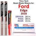 2018 w/Rear 3) of Blade (Set Beam Wipers Ford Edge Wiper