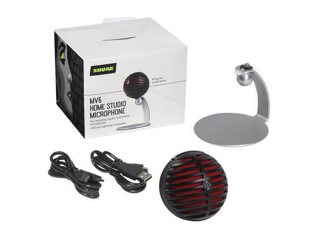 '- Microphone Shure - Red USB MV5 Condenser Black w/