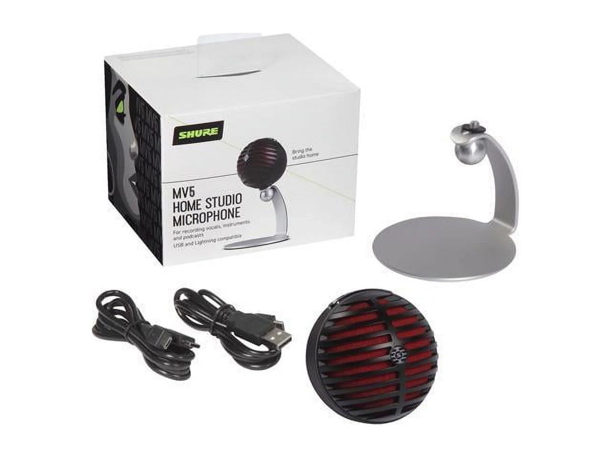 '- Microphone Shure - Red USB MV5 Condenser Black w/