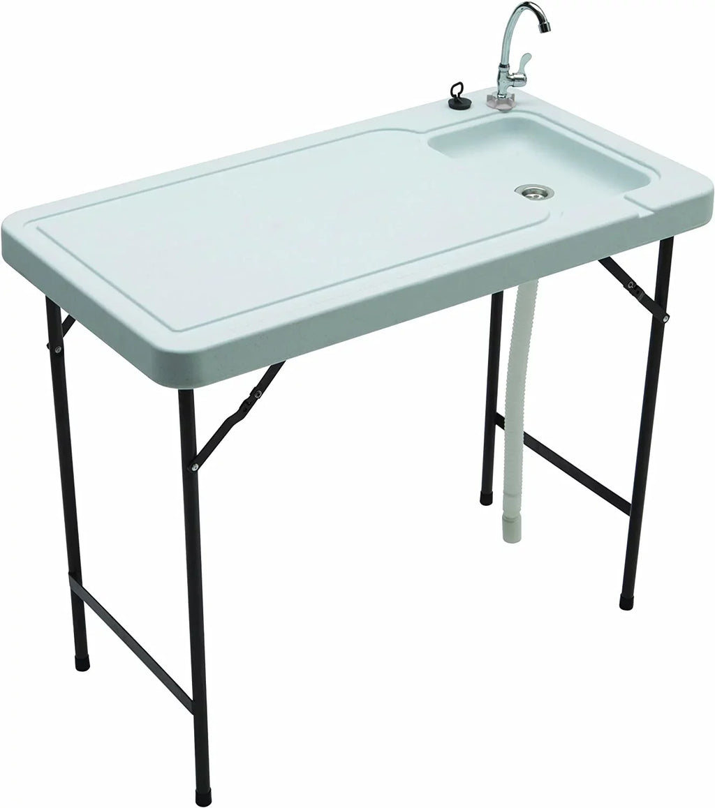 Table Outdoor Game and Fish Quick-Connect Cleaning Steel with Stainless Faucet MT-2/SKFT-44