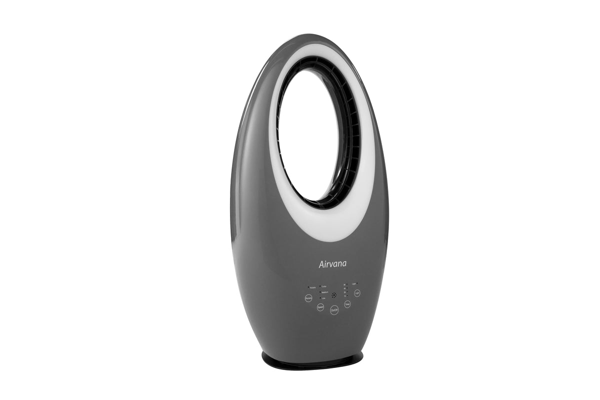 Fan with AV1700FAN- Filter Airvana Remote and Gray Vortex Bladeless
