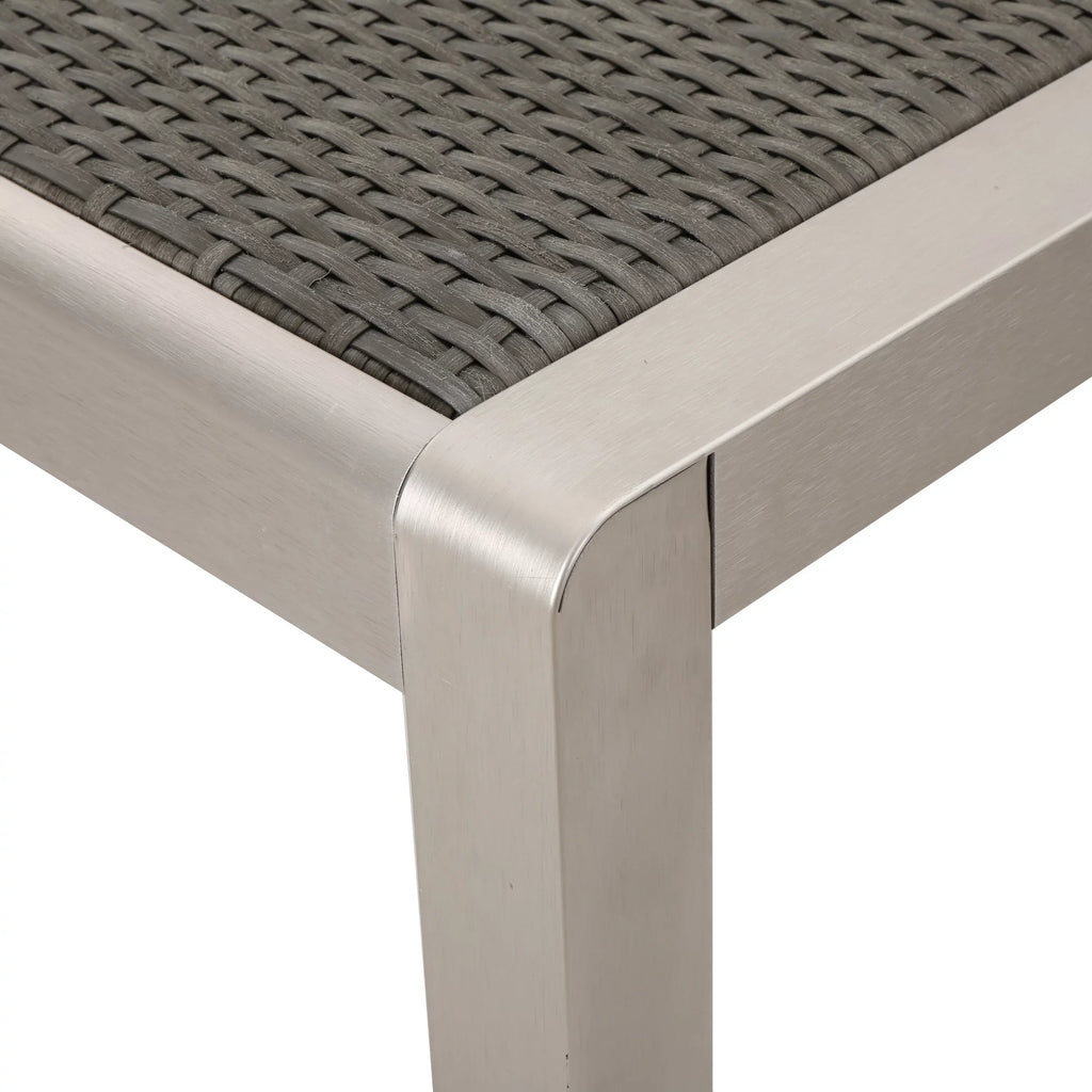 Aluminum Coral Top, Grey Outdoor Table with Dining Bay Wicker