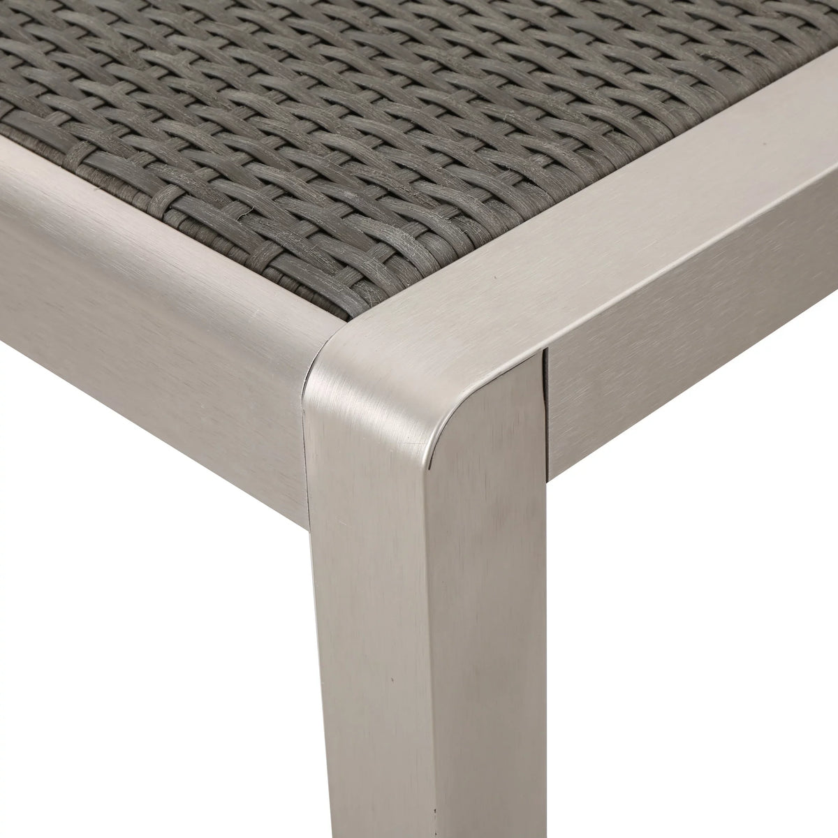 Aluminum Coral Top, Grey Outdoor Table with Dining Bay Wicker