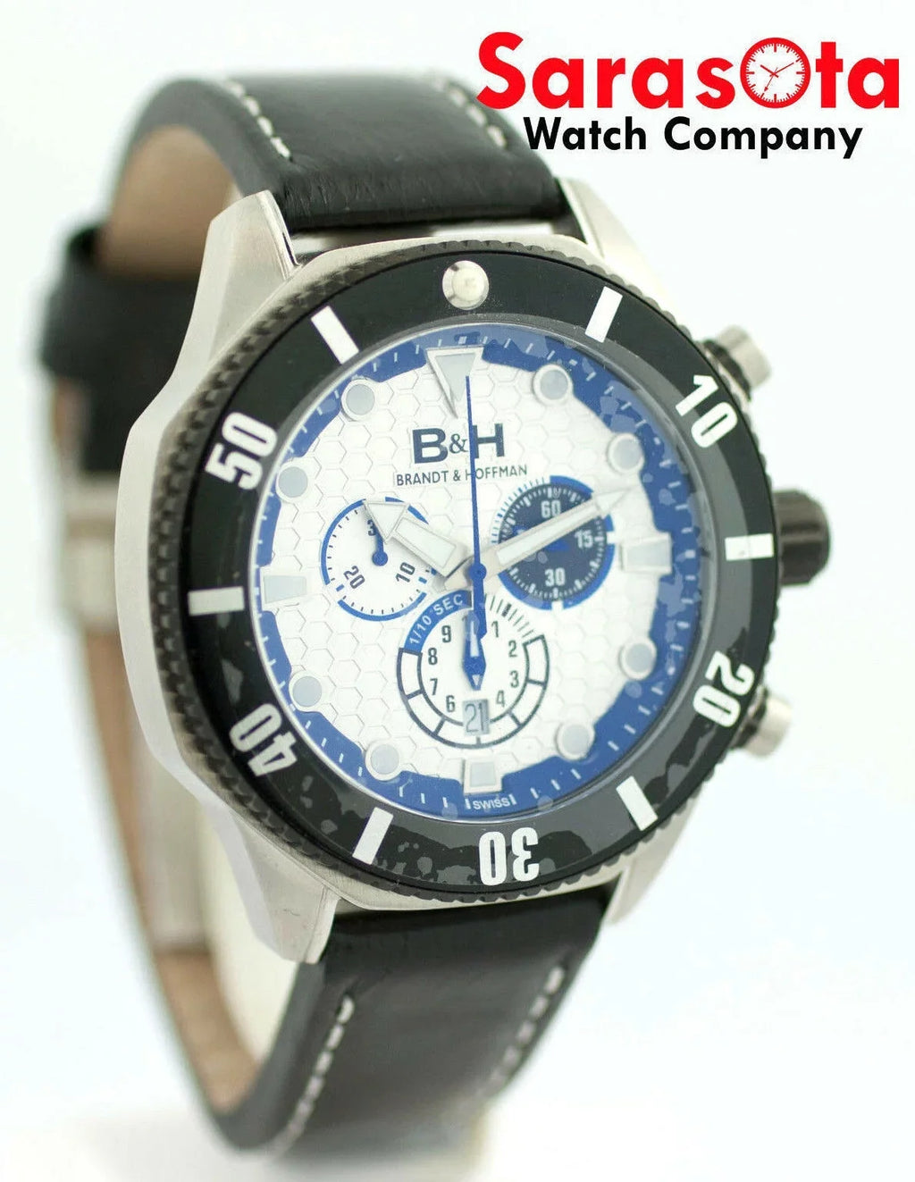 Leather Watch Dunbar Quartz &amp; Brandt 14060 Swiss Hoffman Chronograph B&amp;H Men's