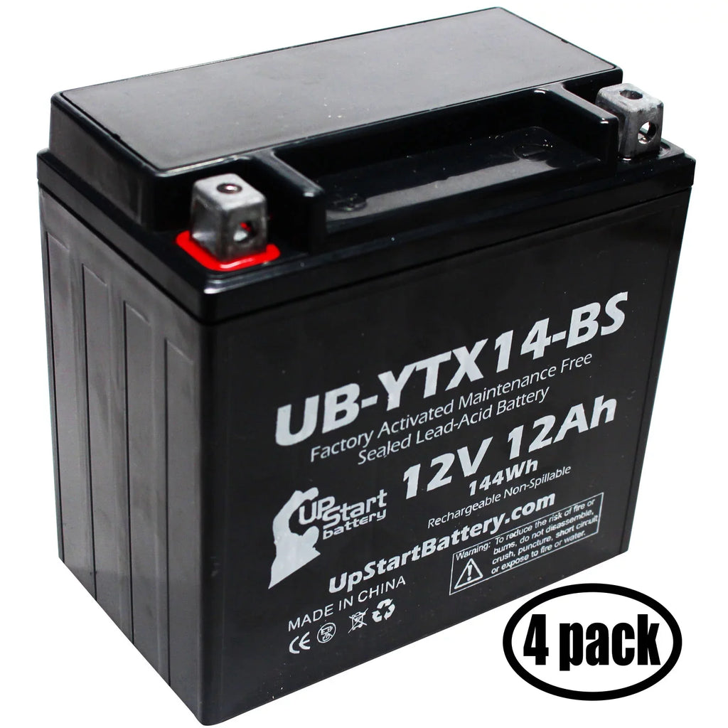 4-Pack F800ST, Maintenance for Free, Replacement 2012 12V, BMW Factory GS Activated, CC - UB-YTX14-BS 800 12AH, Motorcycle UpStart Battery Battery