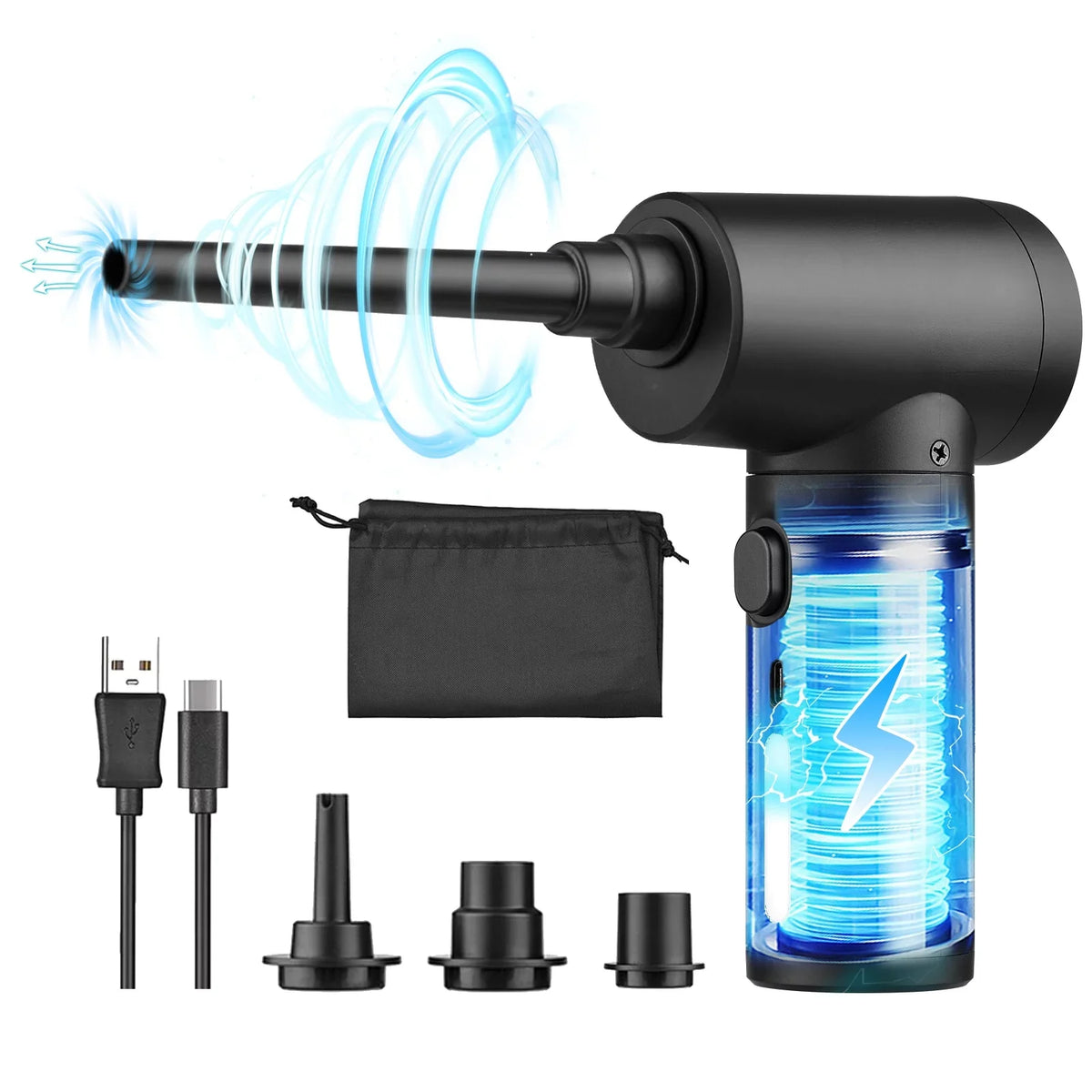 Light, Duster, Fast Air Air LED Portable Electric Cordless with Blower Compressed Computer Air Keyboard 6000mAh Duster Charge for Rechargeable 50000RPM