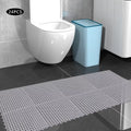 PVC with Nonslip Gray Floor Bathroom, Shower Drainage Bath Mat 11.8*11.8" for 24PCs Interlocking Holes Kitchen, Mat,Soft Pool