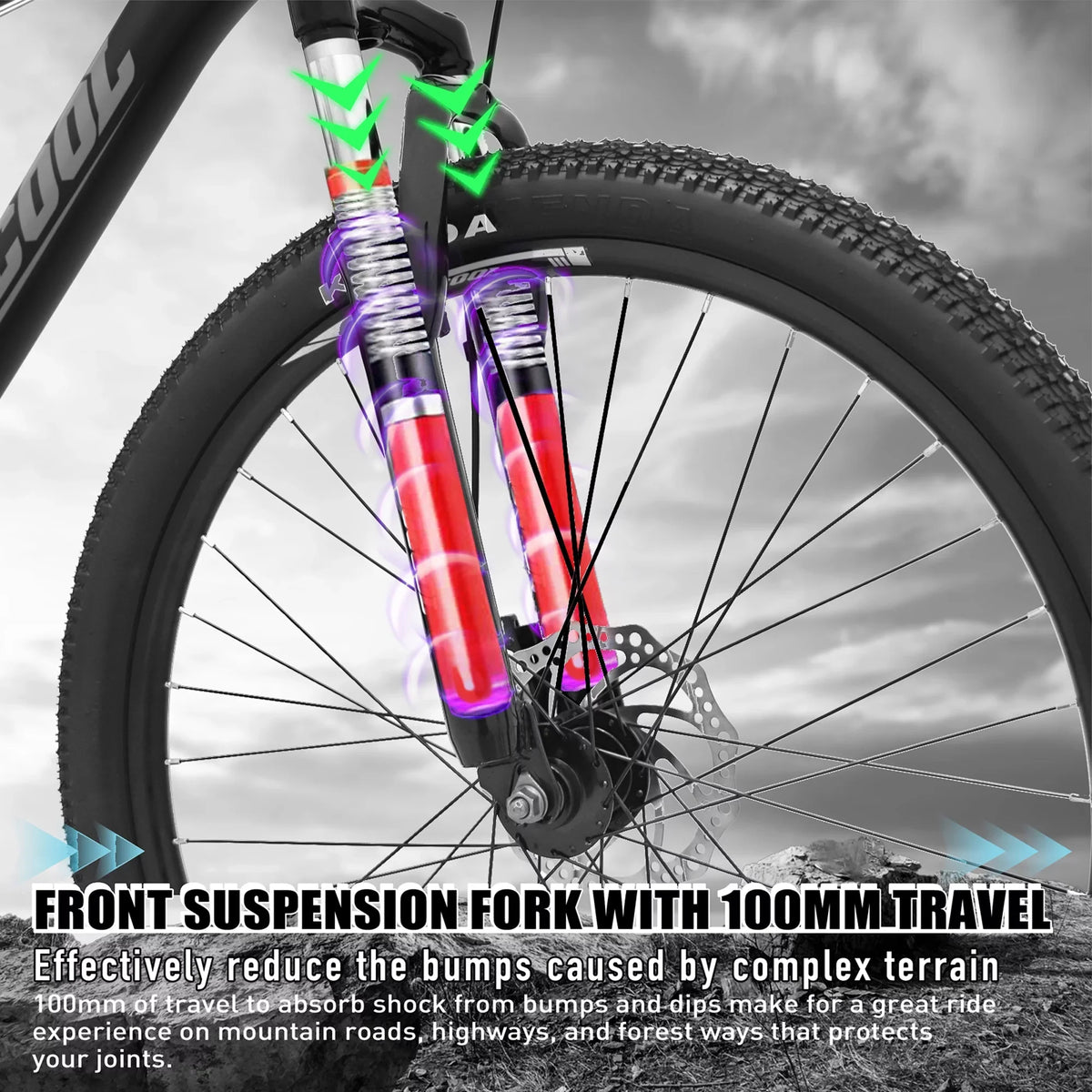 Fork Orange City Bike, Teens, or inch bike 26 SOCOOL with Suspension 21 for UF511BK Full Disc Bikes, Black, and Adult Brake Bike Mountain Speed Road