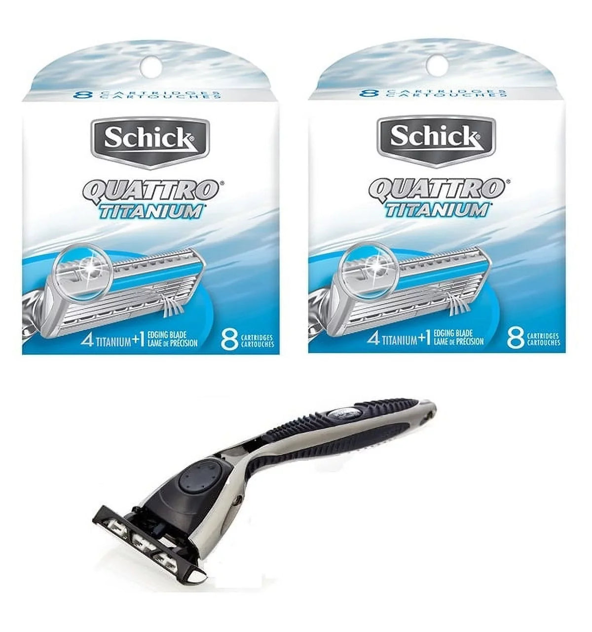 Razor + Titanium Refill, Pack) (2 Compatible 8 Quattro Schick Ct