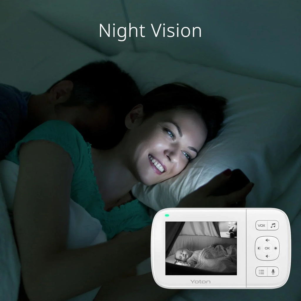 Night Wireless LCD Transmission, Vision, Home with Sensor, Digital Baby Screen Way Yoton Talk Mode, 8 Camera, Security, 2.4GHz VOX Two Temperature Monitor Lullabies, 3.5-inch