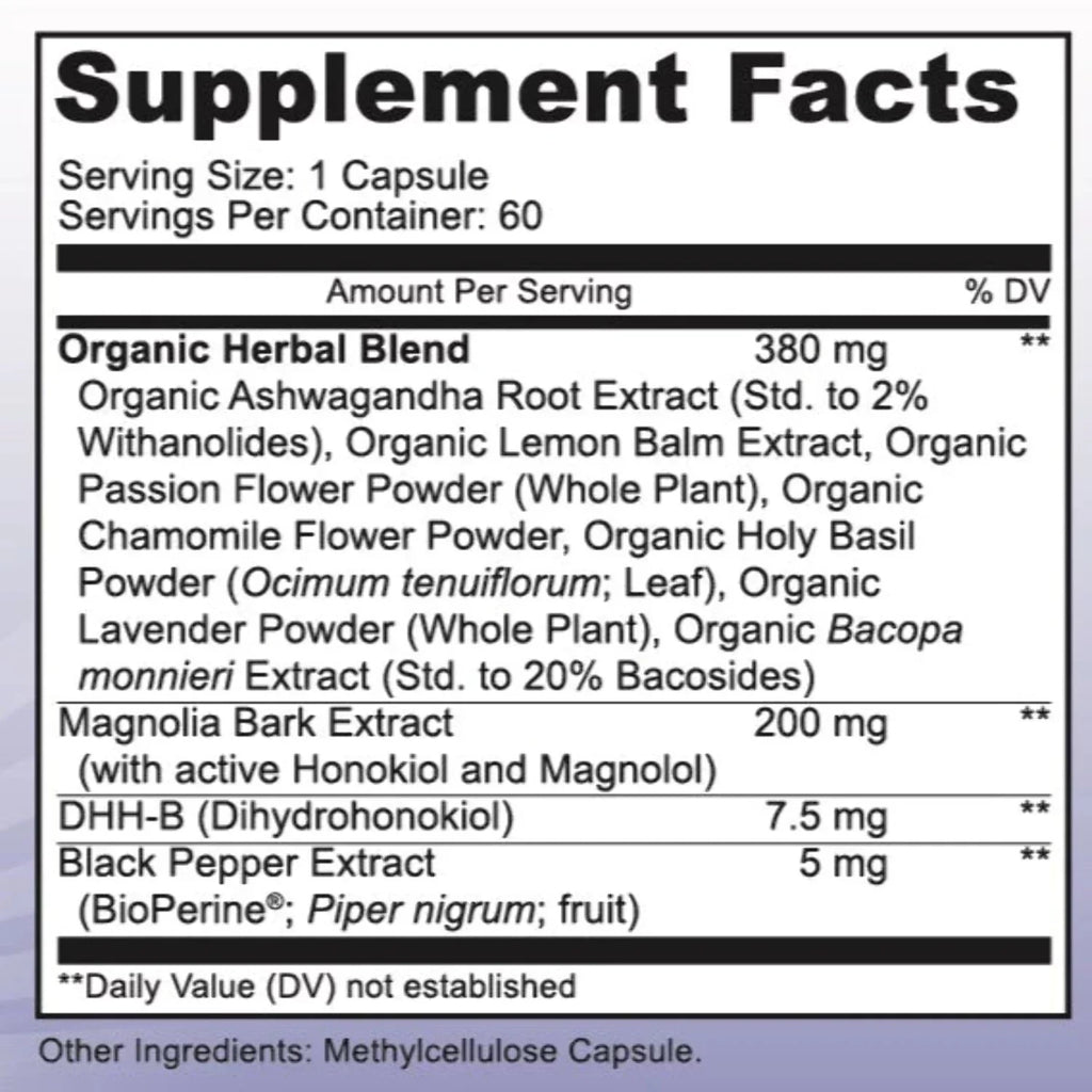 Sleep Caps Mood 60 Calm Dihydrohonokiol-B, DHH-B Supplement, for MoxyVites Anxiety, Vegan