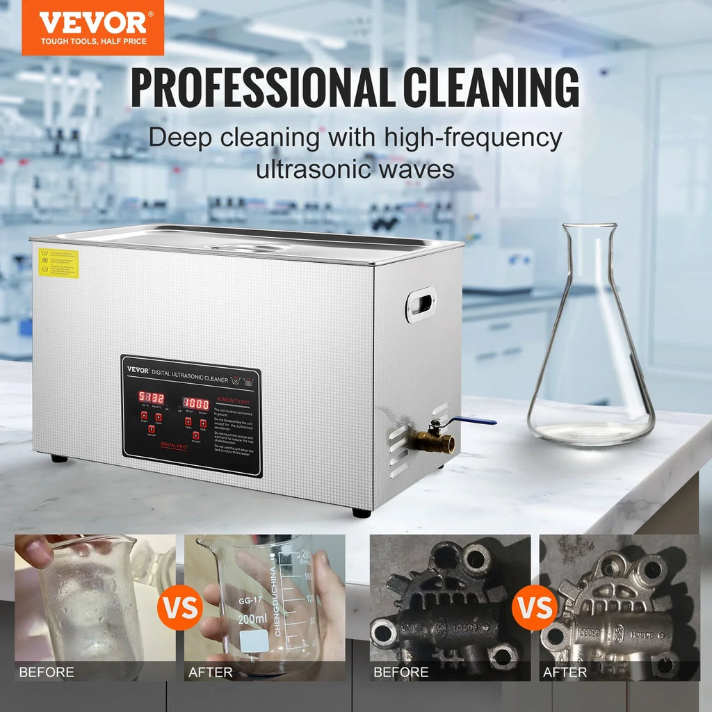 CE Certified Timer with Cleaner Cleaner Instruments Professional Jewelry Watch for Heating RoHS 304 Industrial FCC Ring Large 752W Sonic Glass BENTISM Ultrasonic 30L Grade Cleaner Digital Coin