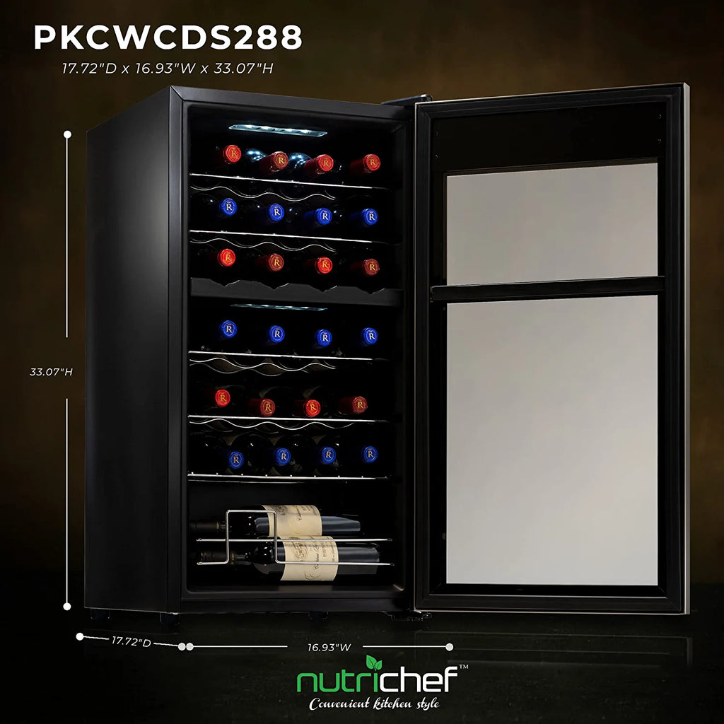 System Dual-Zone 28 Cooler Refrigerator Compressor NutriChef Cooling Bottle