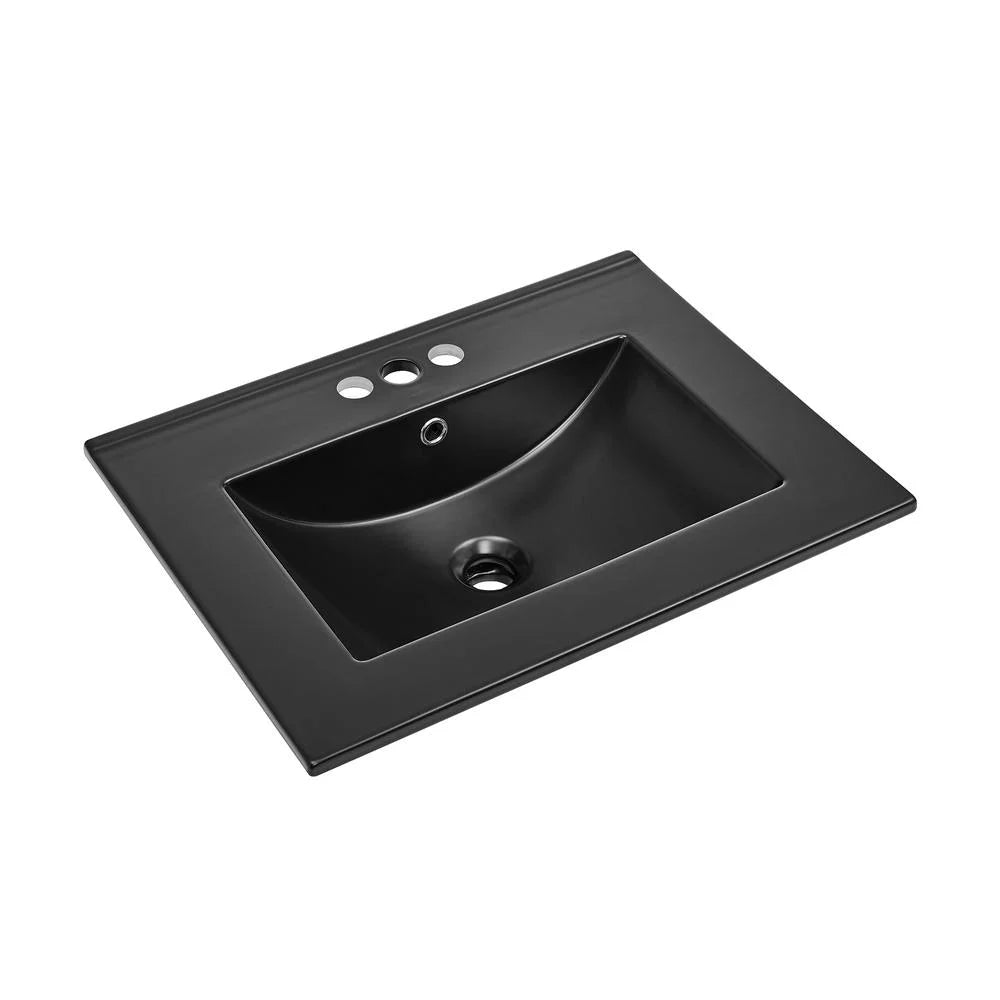 Bathroom Matte Sink in Faucet Black Holes 4" Centerset with 24" Top Vanity