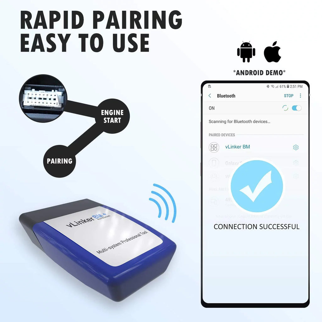 Diagnostic vLinker Car Unlock Vgate BLE OBD Bluetooth with BimmerCode, OBD2 Features & Hidden BMW/Mini, Scanner Tool BM+ in Android for iPhone Works II