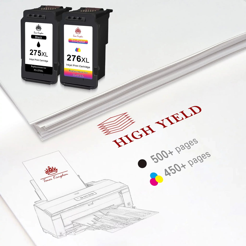 Cartridges and Ink Canon Kingdom Capacity Printers 275XL 276XL 276 1 Color) TS3520 CL-276 High PG-275 PIXMA TS3522 for TS3500 TR4722 Ink (2 Toner Ink TR4720 TR4700 275 Black, for Cartridges