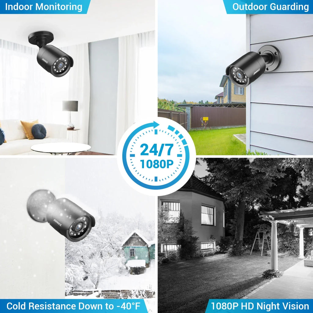 Home Vision, ANNKE Bullet Surveillance Camera 1080P Camera TVI 4 Night/Day IP66 Indoor, 1920TVL, HD Outdoor Waterproof, Pack Security CCTV