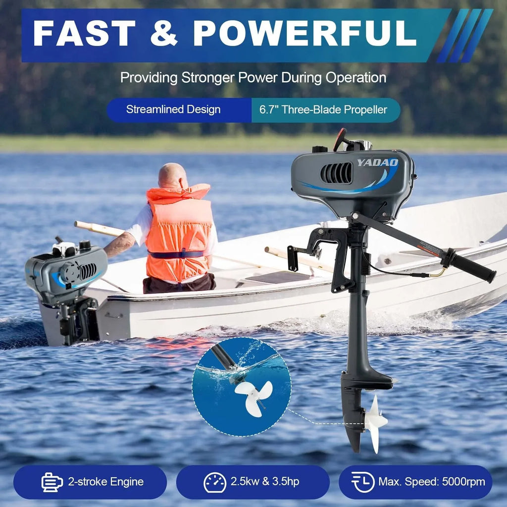 System 2 Heavy Cooling Outboard Stroke Motor Boat Duty 3.5HP Water Engine Engine