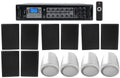 Pendant+8 4 Black White Restaurant/Bar/Cafe Amp+4 JBL Slim Speakers 6-Zone Wall