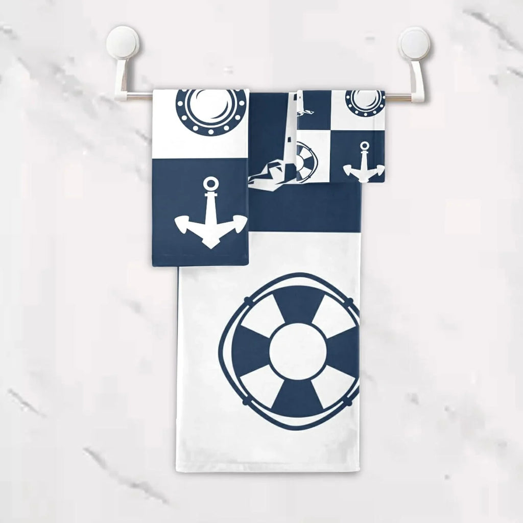 Soft Anchor Bath Bathroom GZHJMY Sailing Piece 3 Decorative Checked Lighthouse Towel Cotton Fingertip Absorbent Towels Sets for Towels Vessel Hand