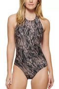16 Calvin One-Piece Swimsuit, Halter Printed US Klein BLACK MULTI
