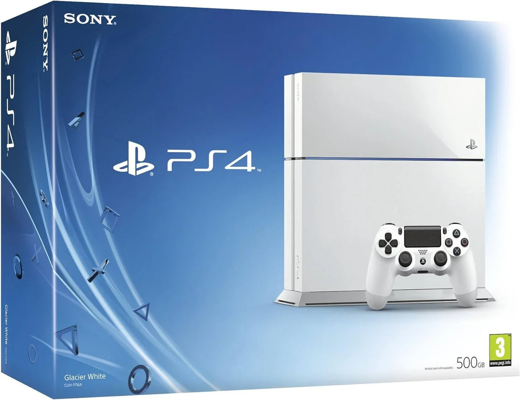 PlayStation Only 4 White Gaming Bundle with Used 500GB Gaming Sony Console Set AXTION BOLT Head