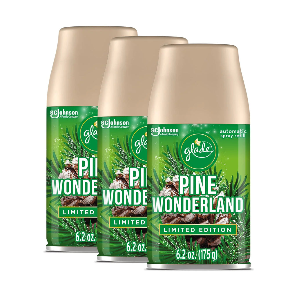 Pine Refill, Automatic Glade Home Wonderland, Bathroom, Count for Freshener 6.2 and Oz, Air 3 Spray