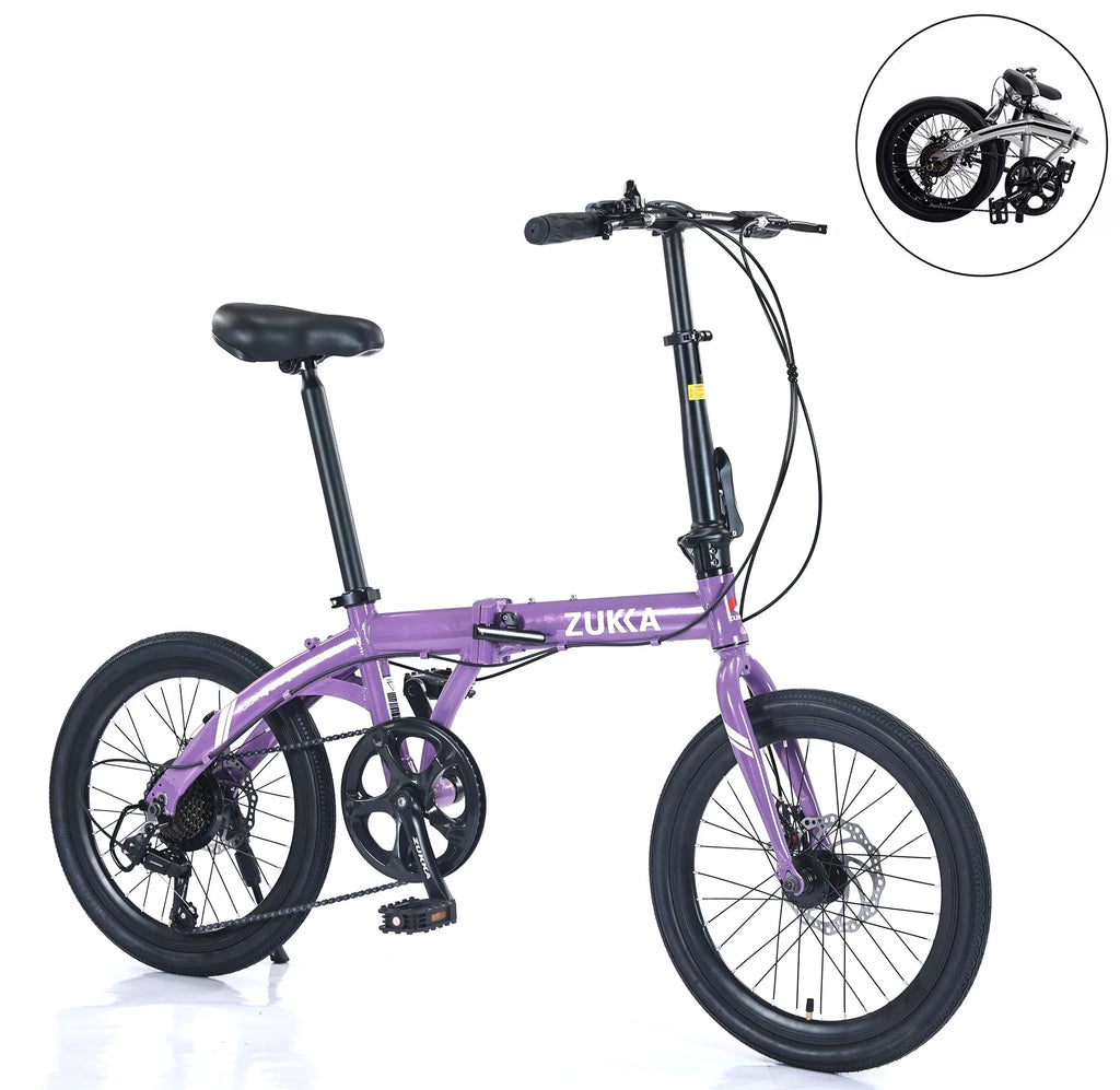 8 Bike, Frame, City Speed 20" Alloy Folding Aluminium Purple Bicycle,