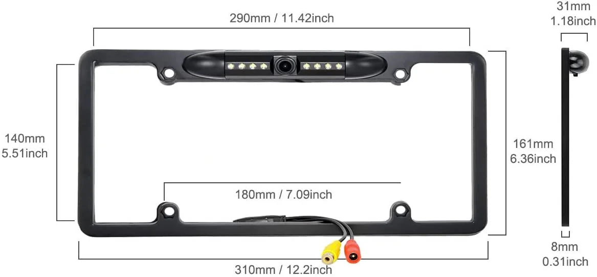 License DNX693S DNX-693S Black Backup Camera Plate for Rearview Waterproof Kenwood