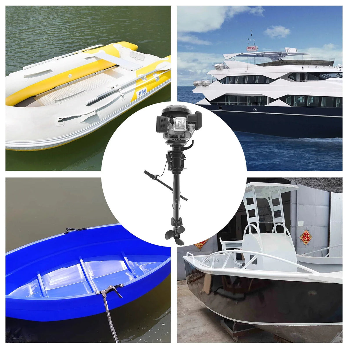1.8 EngineWater Outboard 3600R/Min Motor HP 196CC Cooling Fishing System Liters 7.5 Boat