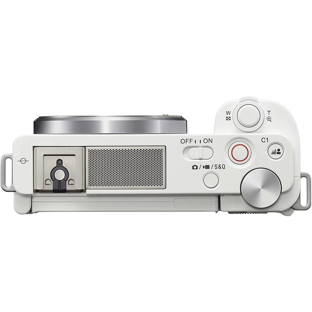 Body Camera and White Case Large Video Sony Battery + Vlog F1.8 APS-C Gear Lens Deco Extra FE Accessories Aperture 50mm Kit ZV-E10 Bundle with SEL50F18F Photo Mirrorless Alpha + ILCZV-E10/W