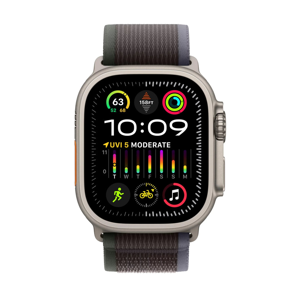 UWB, band S/M 2 Wi-Fi, Watch titanium - - oz - - size: with Trail blue/black watch - Loop Bluetooth 4G - Ultra smart 2.17 mm 49 nylon - GB Apple 64 weave - - LTE, -