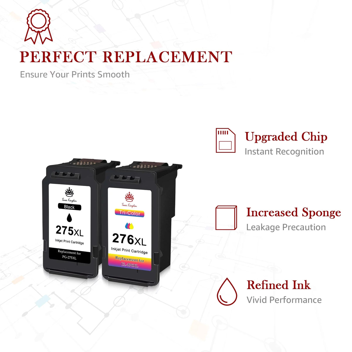 Cartridges and Ink Canon Kingdom Capacity Printers 275XL 276XL 276 1 Color) TS3520 CL-276 High PG-275 PIXMA TS3522 for TS3500 TR4722 Ink (2 Toner Ink TR4720 TR4700 275 Black, for Cartridges
