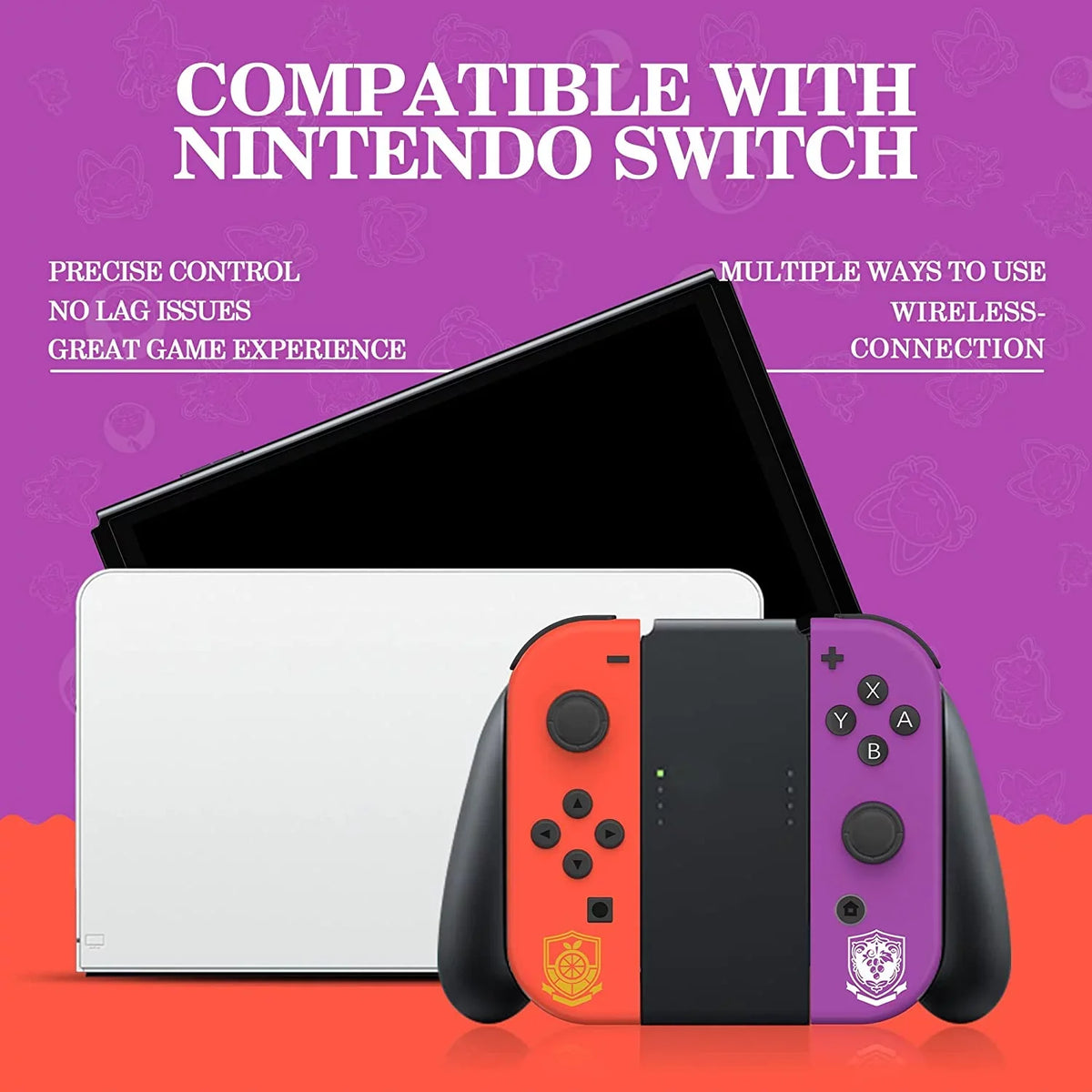 Dual Violet Switch - Controller,Support with Control Controllers,Compatible Scarlet Vibration/Wake-up/Motion Nintendo Switch