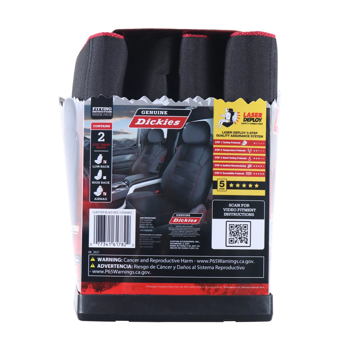 2 43156WDI and Seat Universal Piece Red, with Covers Black - Dickies Genuine Storage Car Front