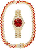 with ZZ Out - on Gold with Matching - Wristwatch Rolly Sets Blinged Charles Out Bling'ed Hip Iced Blast! Raymond Necklace Ice - Looks Sets and Zig Red Out Hop Necklace Trim Zag Band