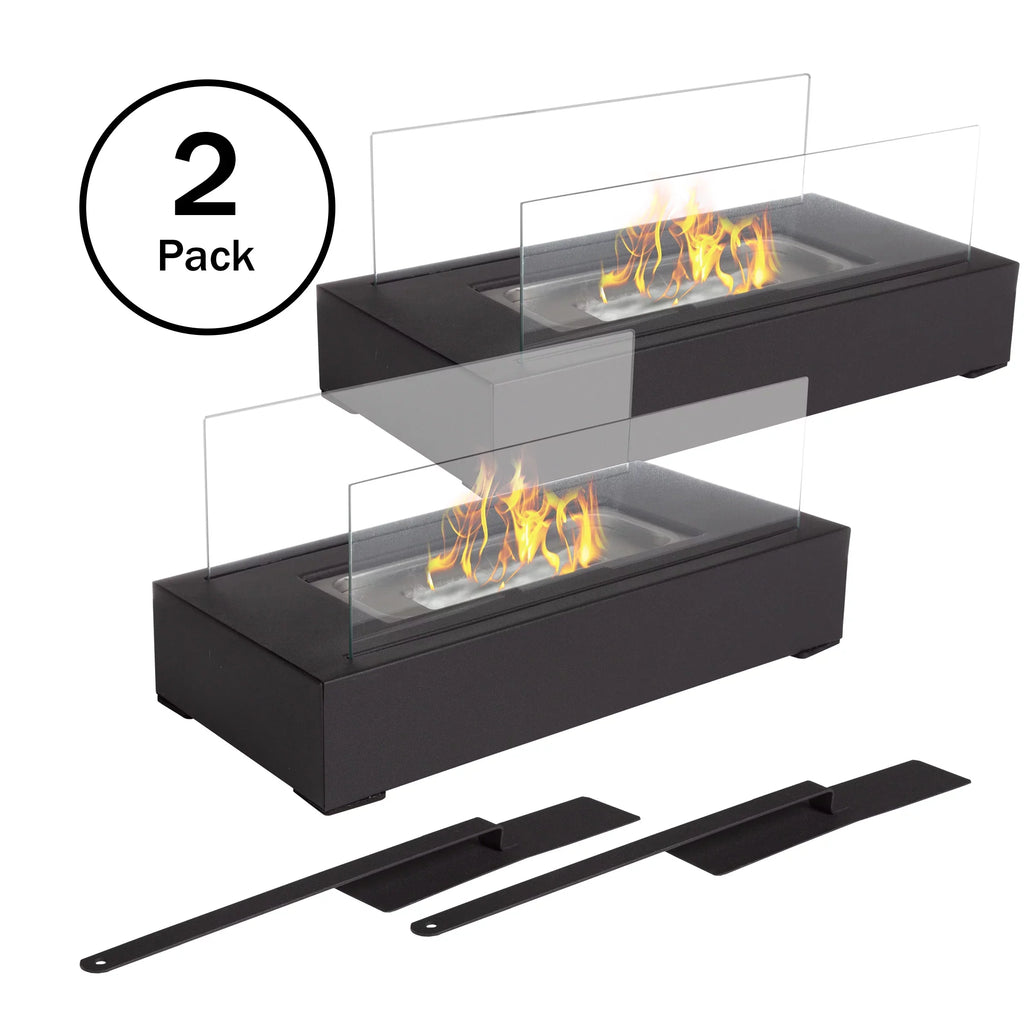 Northwest or Black Ethanol 2-Pack Ventless Outdoor Rectangular Fireplace, Bio Tabletop Indoor