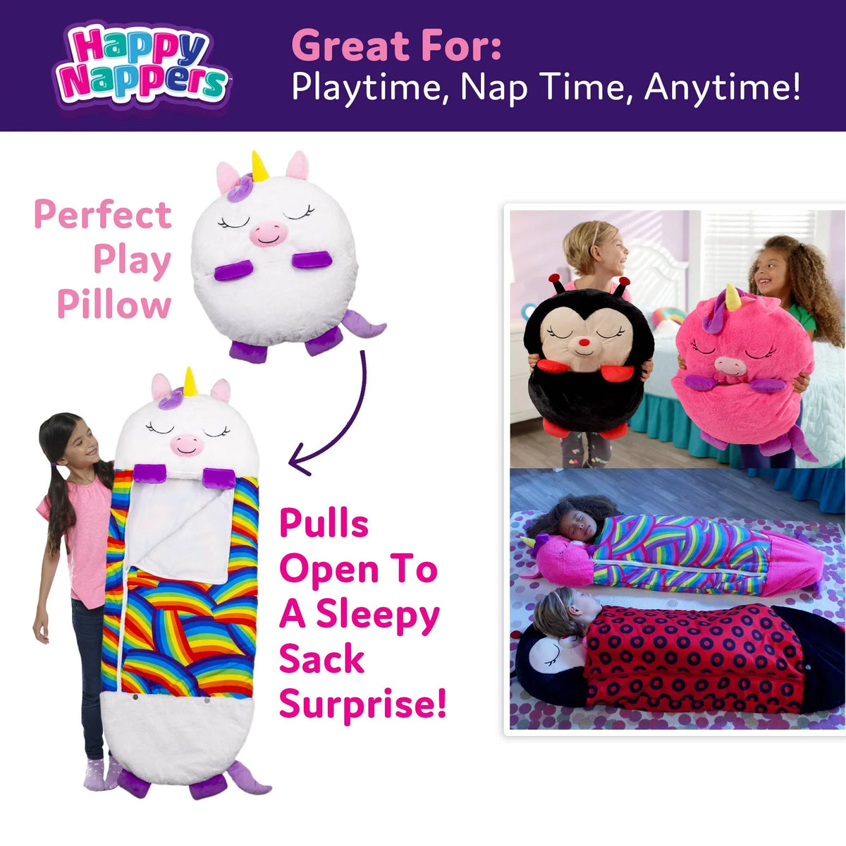 One, and Sack Pillow in Nappers Unicorn Toy Sleeping Happy Plush