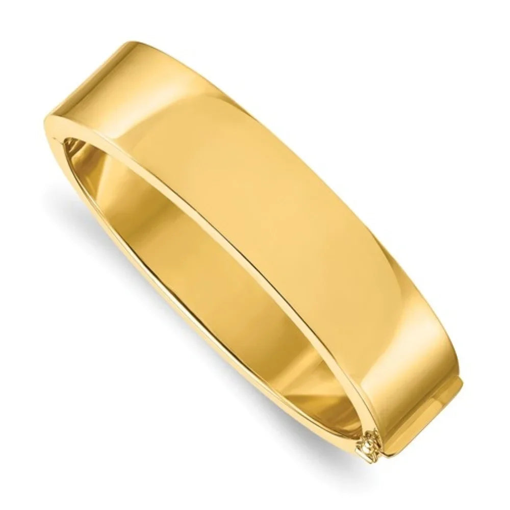 Jewelry Fine Yellow for Gold Polished 14K Bangle Men Flat 15.8mm Hinged Auriga