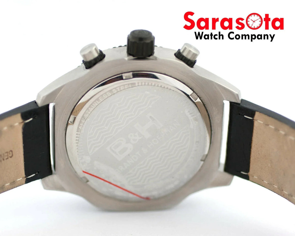 Leather Watch Dunbar Quartz &amp; Brandt 14060 Swiss Hoffman Chronograph B&amp;H Men's