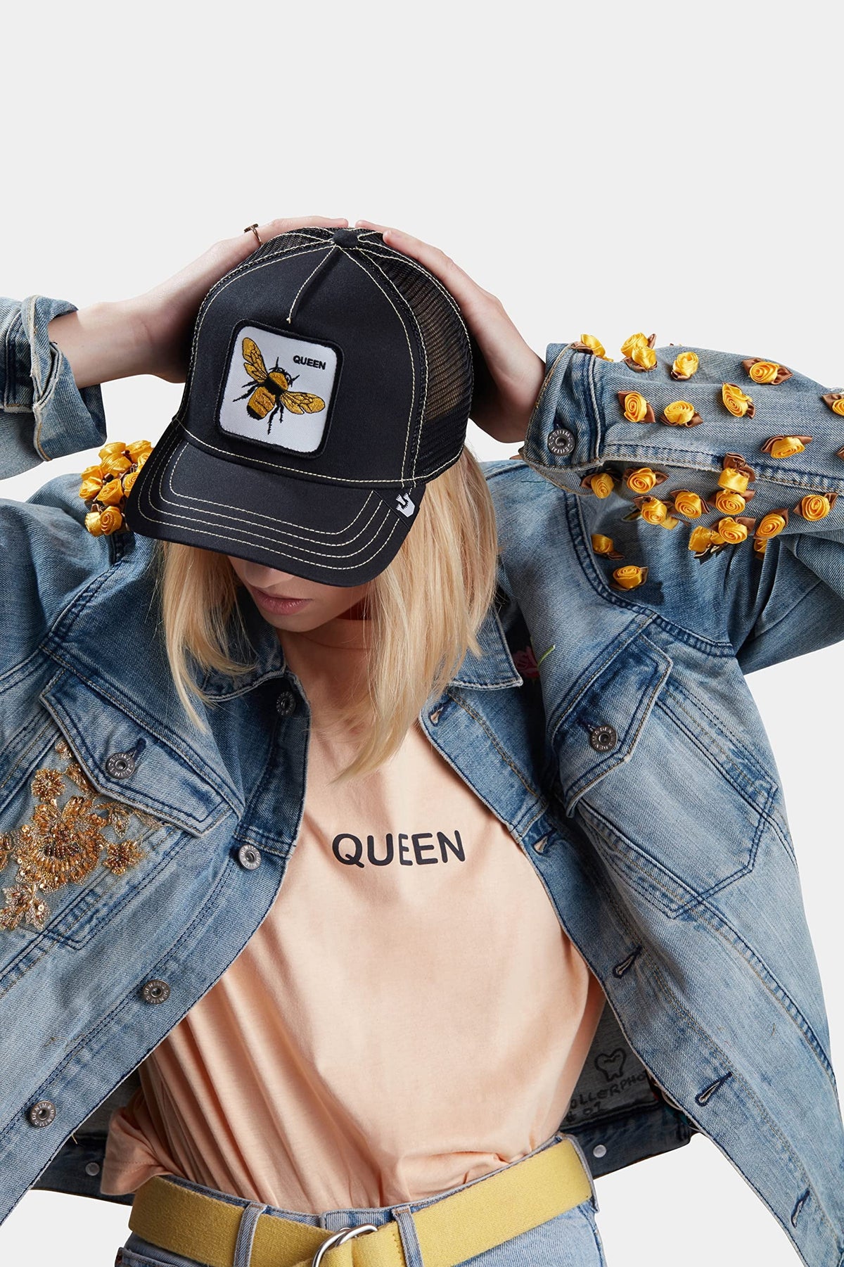 Size Black Hat, Trucker Adjustable Farm The Bee), One Unisex Original Snapback Bros. (Queen Goorin
