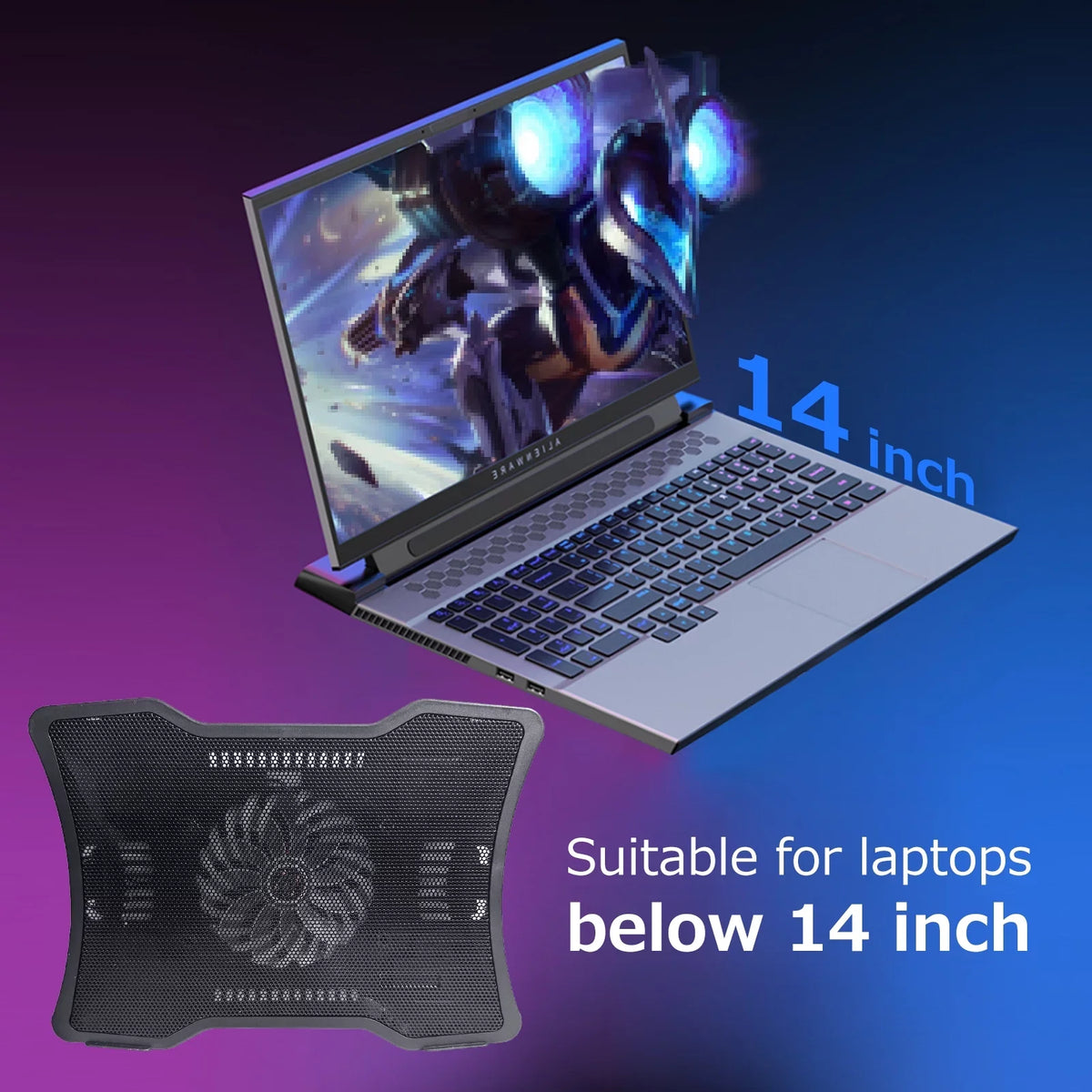Laptop USB Portable Cooling Base Fan Support Below Noise Laptops Carevas Single 14 Design Cooler inch Two Laptop Ports Low