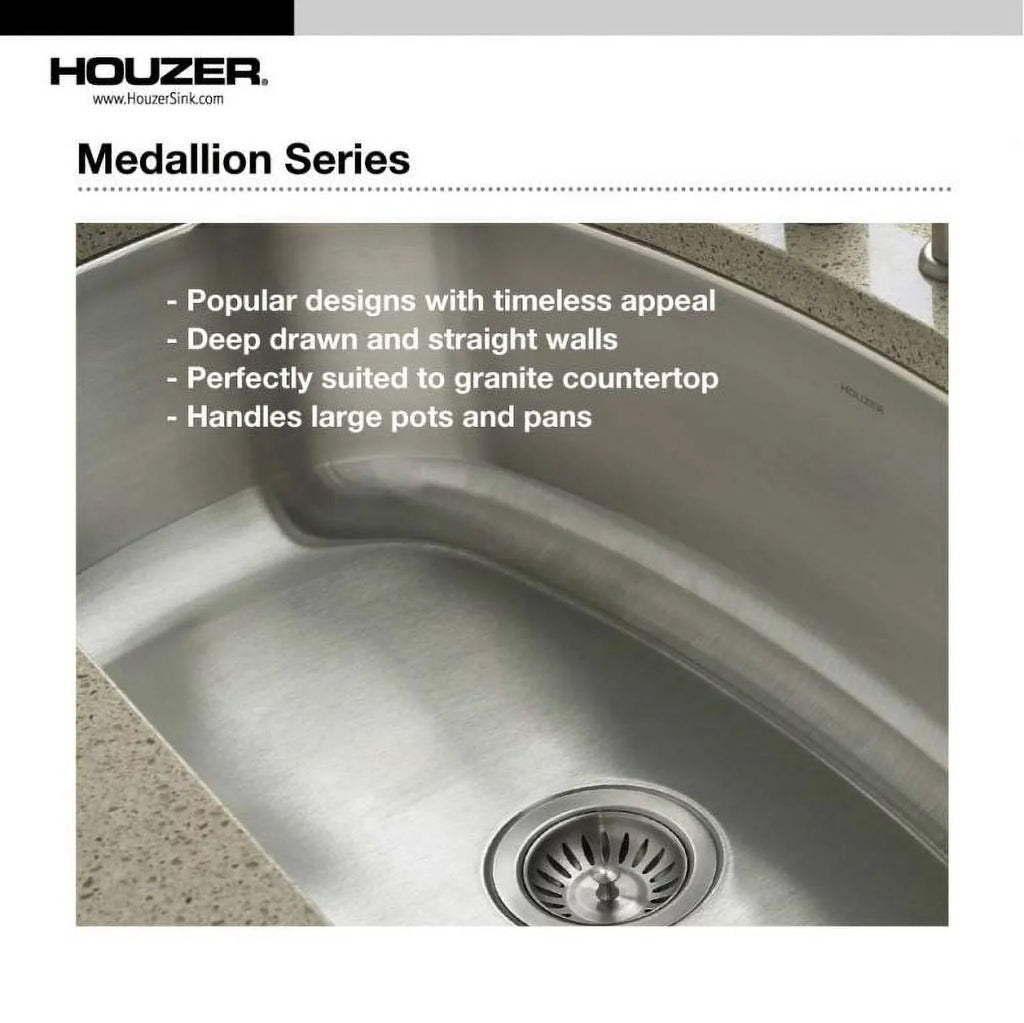 Bowl Kitchen Houzer x Undermount Bowl x x MEC-3220SR-1 Right Sink, Double Small 60/40 Steel 31-1/2" 31-1/2" 20-3/16" 17-15/16" 20-3/16" Stainless