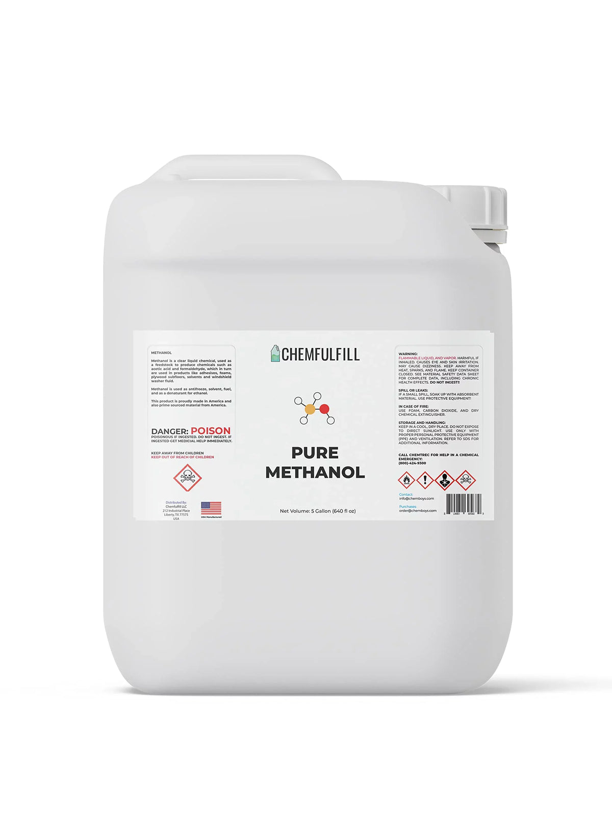 Alcohol High Methanol Methyl (640 - Chemfulfill fl oz)) (MeOH; (5-Gallon Methanol) Purity