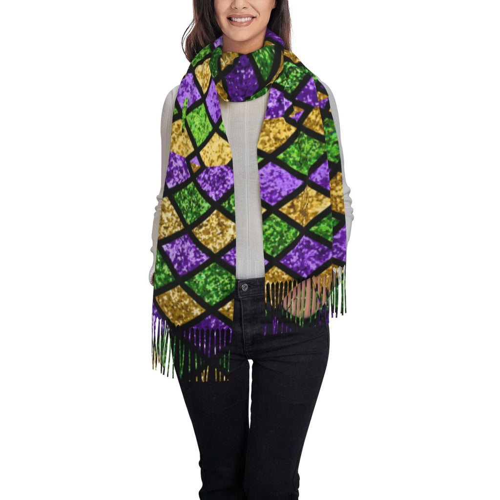 Print Purple Bingfone Gifts- Warm Large Soft Gras Winter Wrap Green Women Cashmere Scarf Shiny Art For Shawl Elegant Mardi Scarves Feel
